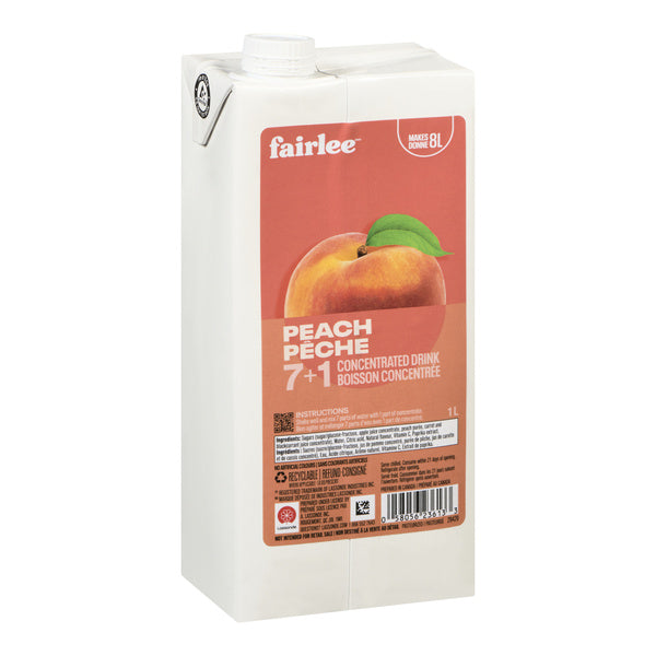 Drink Concentrate Peach 7+1 - Fairlee Juices - 6 x 1 L - Restaurant and Foodservice Ingredients - Canadian Distribution - Ships Free Within Canada on Orders Above CAD $199