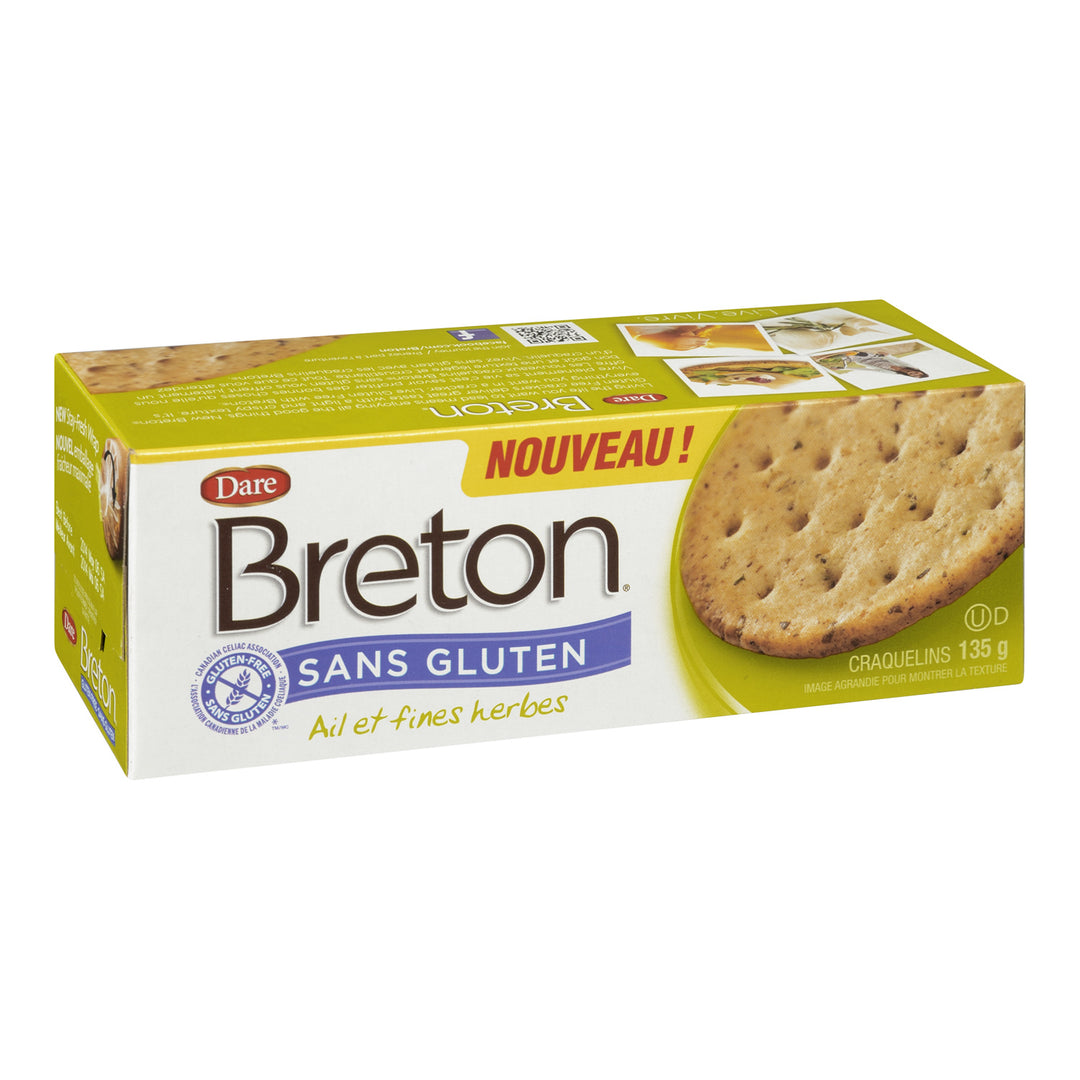 Cracker Garlic & Herb Breton - 12 x 135 g - Dare - Restaurant and Foodservice Ingredients - Canadian Distribution