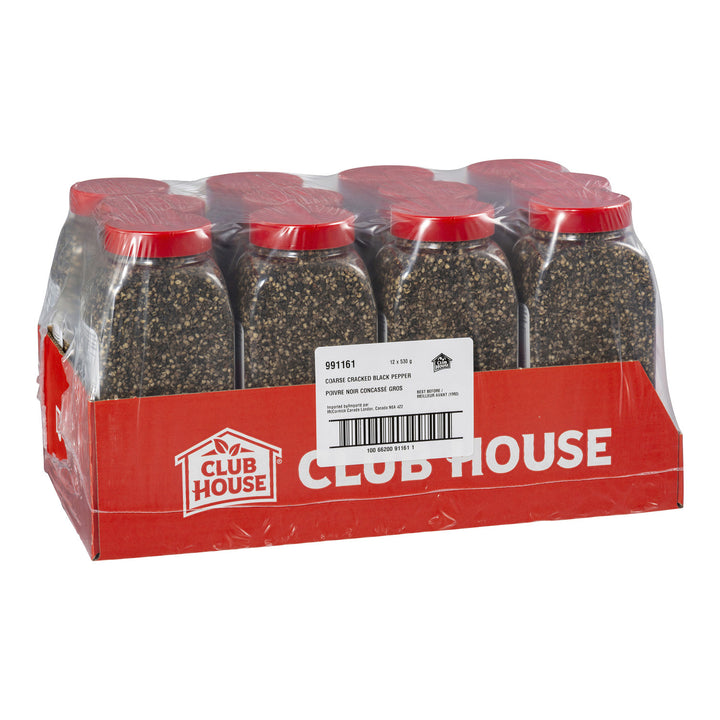 Spice Pepper Black Cracked Coarse - 12 x 530 g (Case = 1 x 530 g) - Clubhouse - Restaurant and Foodservice Ingredients - Canadian Distribution