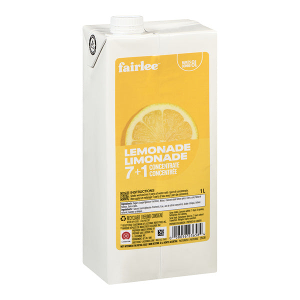 Drink Concentrate Lemonade 7+1 - Fairlee Juices - 6 x 1 L - Restaurant and Foodservice Ingredients - Canadian Distribution - Ships Free Within Canada on Orders Above CAD $199