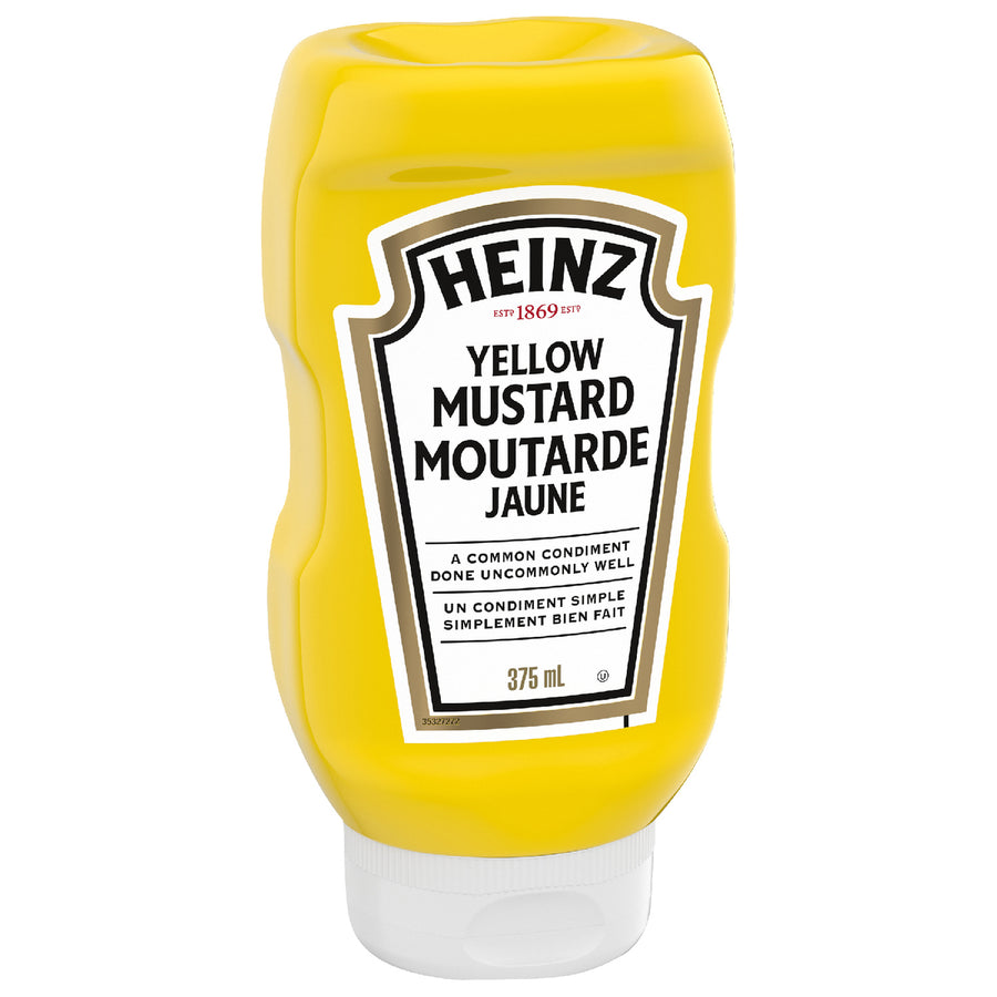 Mustard Yellow Upside Down Bottle - 24 x 375 mL - Heinz - Restaurant and Foodservice Ingredients - Canadian Distribution
