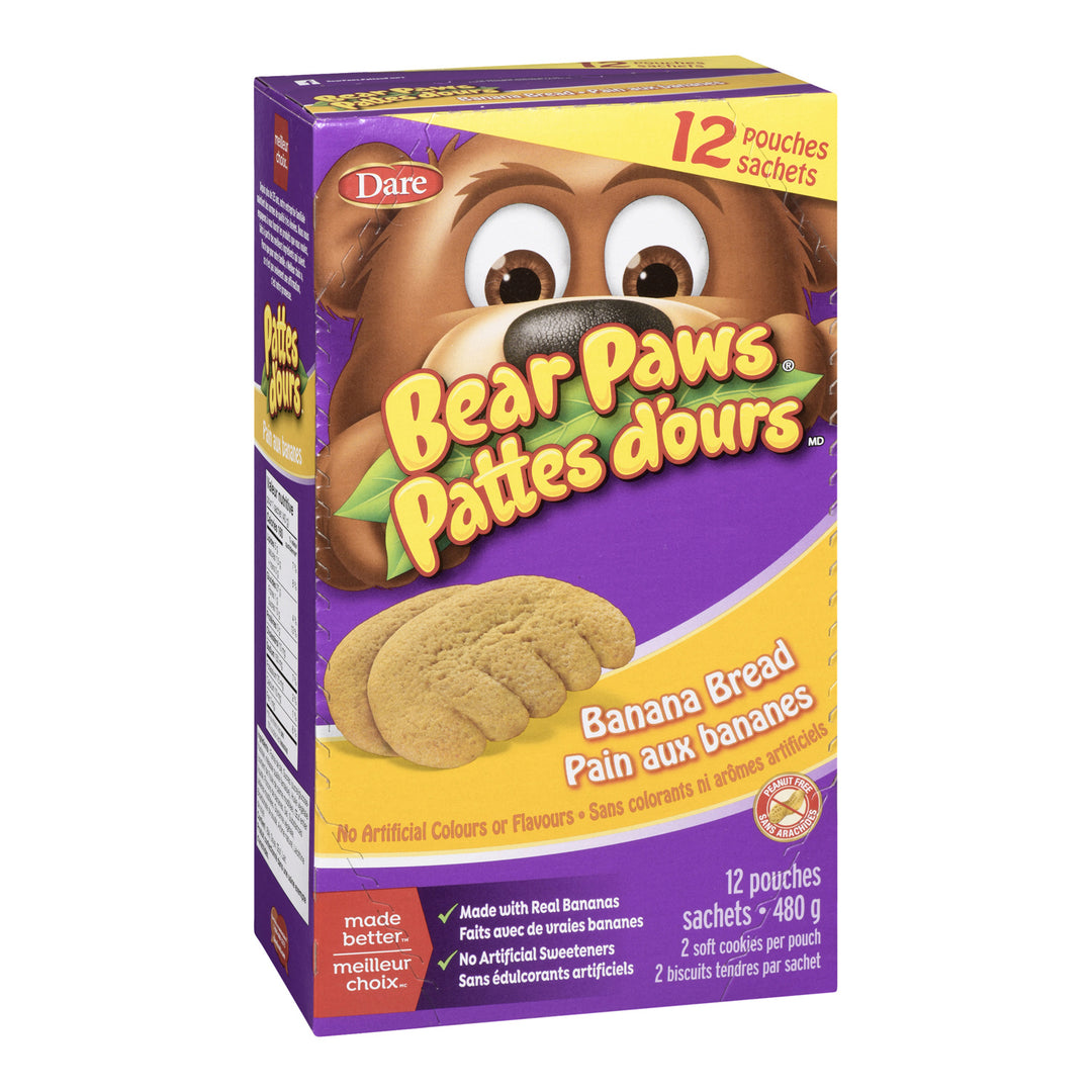 Cookie Banana Bread Bear Paws - 6 x 480 g - Dare - Restaurant and Foodservice Ingredients - Canadian Distribution