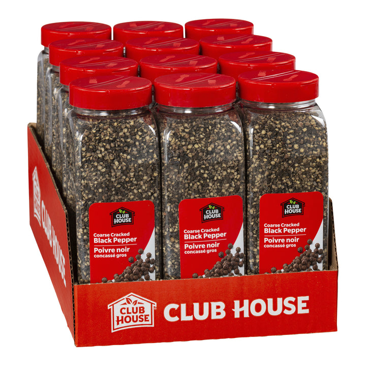 Case of Spice Pepper Black Cracked Coarse - 12 x 530 g (Case = 1 x 530 g) - Clubhouse - Restaurant and Foodservice Ingredients - Canadian Distribution