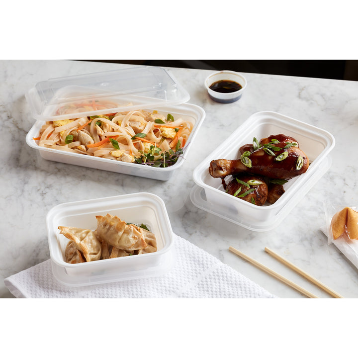 Container Plastic Rectangle White with Lid - 150 x 12 oz - Versatainer - Packaging and Accessories - Restaurant Supplies and Equipment - Canadian Distribution