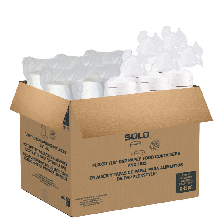 Container Paper Round Combo With Lid 8 oz. - 1 x 500 count - Solo Cup - Packaging and Accessories - Restaurant Supplies and Equipment - Canadian Distribution