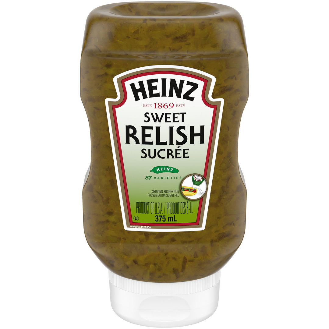 Relish Green Upside Down Bottle - 12 x 375 mL - Heinz - Restaurant and Foodservice Ingredients - Canadian Distribution