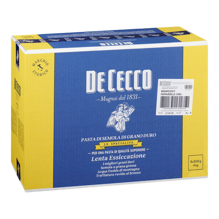 Pasta Pappardelle Nest #201 - 8 x 500 g - De Cecco - Restaurant and Foodservice Ingredients - Canadian Distribution