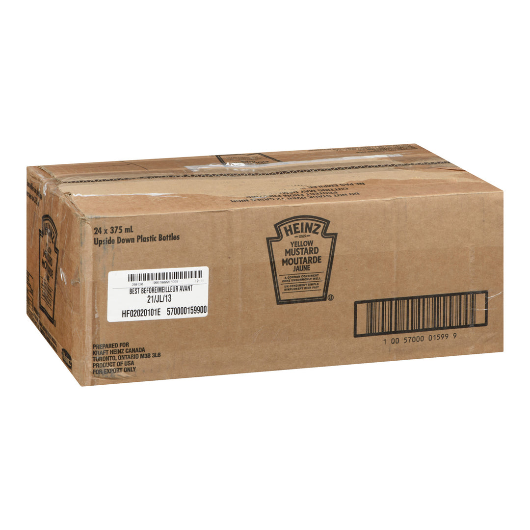 Bouteille de moutarde jaune à l'envers - 24 x 375 mL - Heinz - Ingrédients pour restaurants et services de restauration - Distribution canadienne