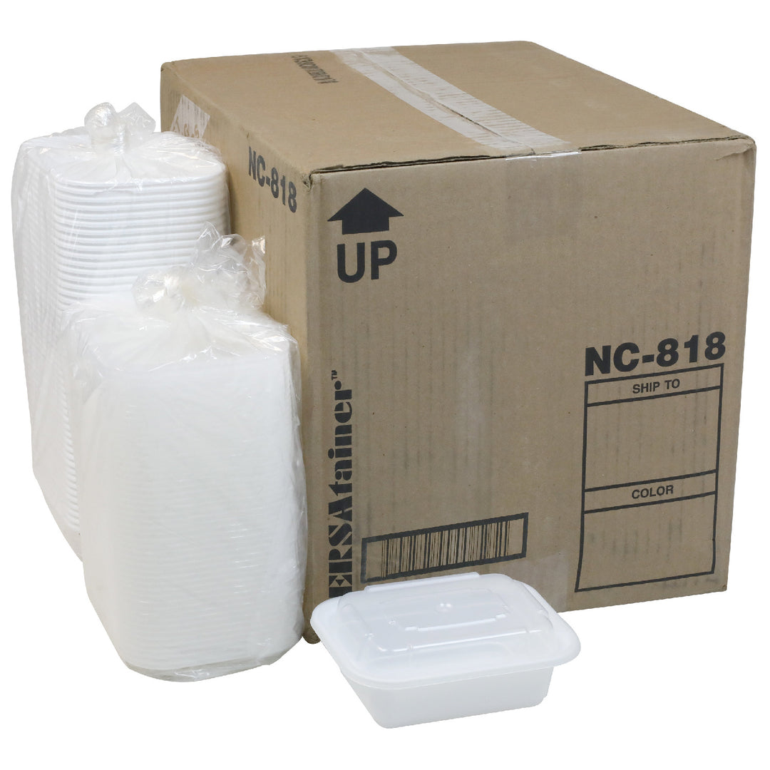 Container Plastic Rectangle White with Lid - 150 x 12 oz - Versatainer - Packaging and Accessories - Restaurant Supplies and Equipment - Canadian Distribution