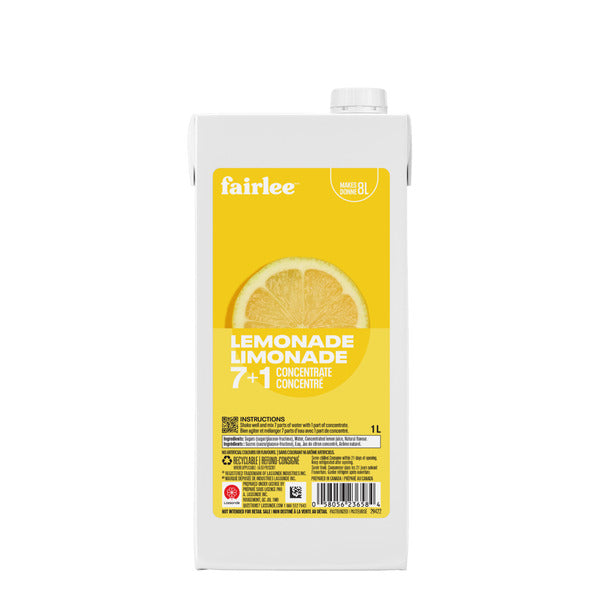 Drink Concentrate Lemonade 7+1 - Fairlee Juices - 6 x 1 L - Restaurant and Foodservice Ingredients - Canadian Distribution - Ships Free Within Canada on Orders Above CAD $199
