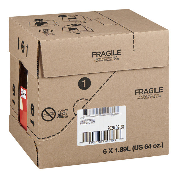 Juice Apple Pure - Fairlee Juices - 6 x 1.89 L - Restaurant and Foodservice Ingredients - Canadian Distribution - Ships Free Within Canada on Orders Above CAD $199