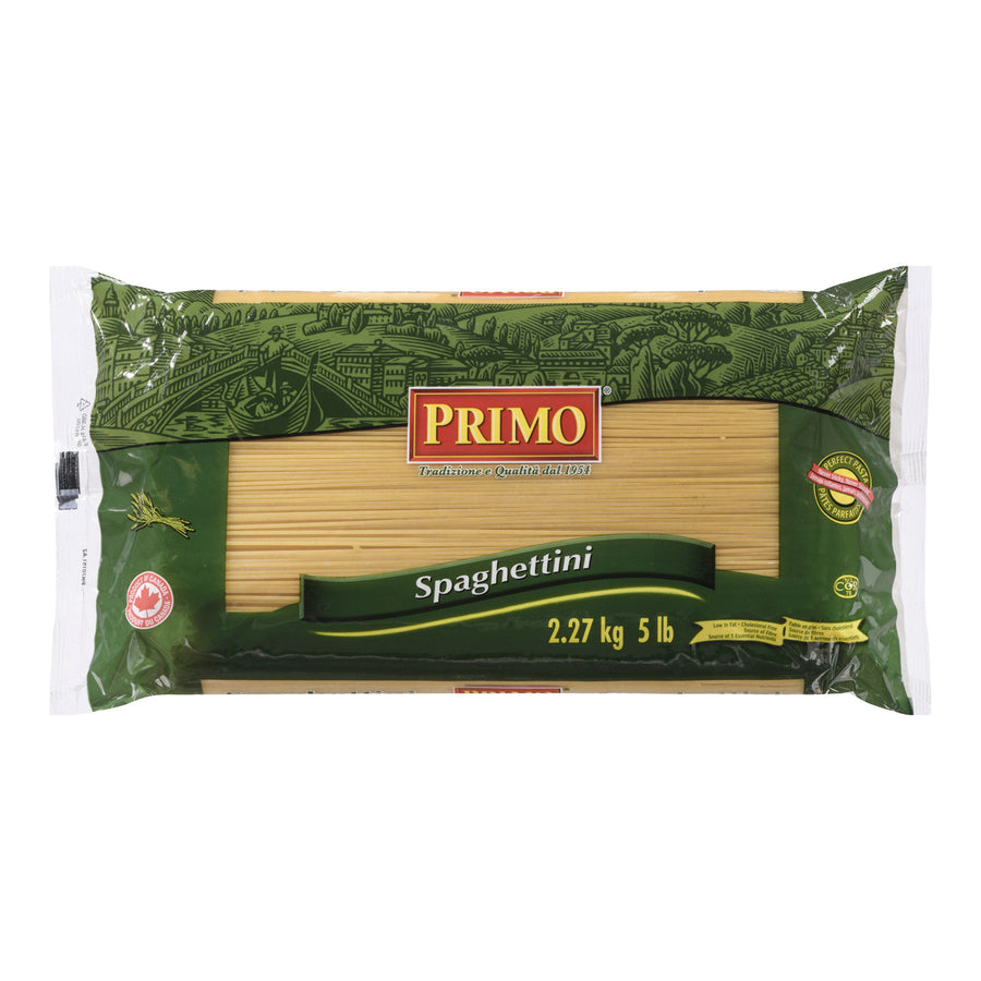 Pasta Spaghettini 10 in. Cut - 4 x 5 lbs - Primo - Restaurant and Foodservice Ingredients - Canadian Distribution