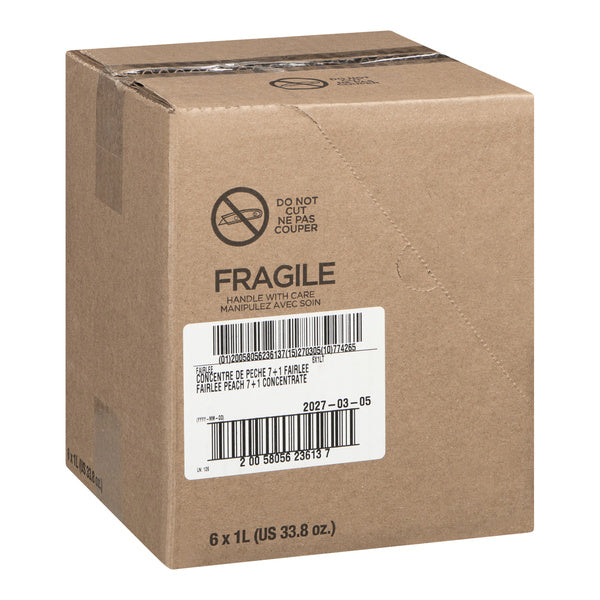 Drink Concentrate Peach 7+1 - Fairlee Juices - 6 x 1 L - Restaurant and Foodservice Ingredients - Canadian Distribution - Ships Free Within Canada on Orders Above CAD $199