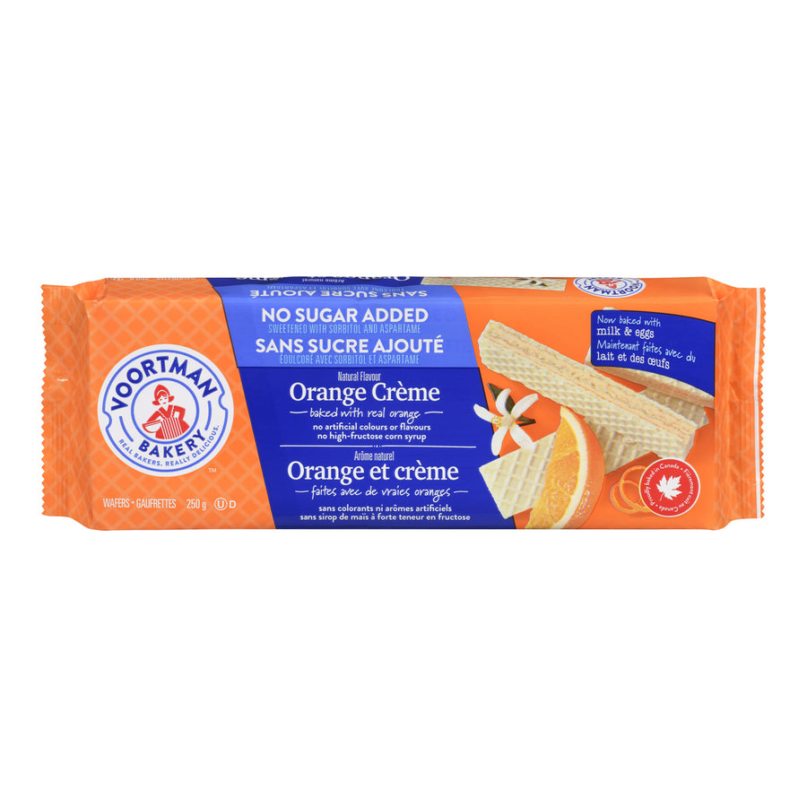 Cookie Wafer Orange Cream No Sugar Added - 12 x 250 g - Voortman - Restaurant and Foodservice Ingredients - Canadian Distribution