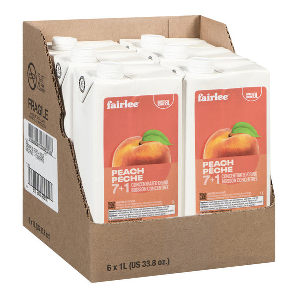 Drink Concentrate Peach 7+1 - Fairlee Juices - 6 x 1 L - Restaurant and Foodservice Ingredients - Canadian Distribution - Ships Free Within Canada on Orders Above CAD $199