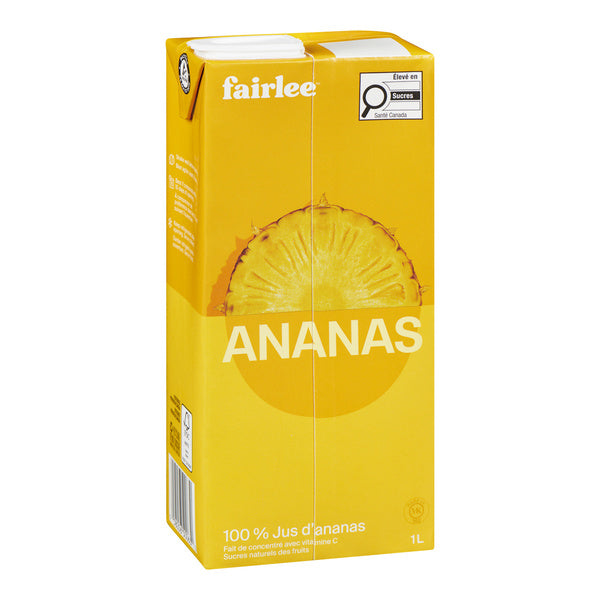 Juice Pineapple Fairlee - Fairlee Juices - 12 x 1 L - Restaurant and Foodservice Ingredients - Canadian Distribution - Ships Free Within Canada on Orders Above CAD $199