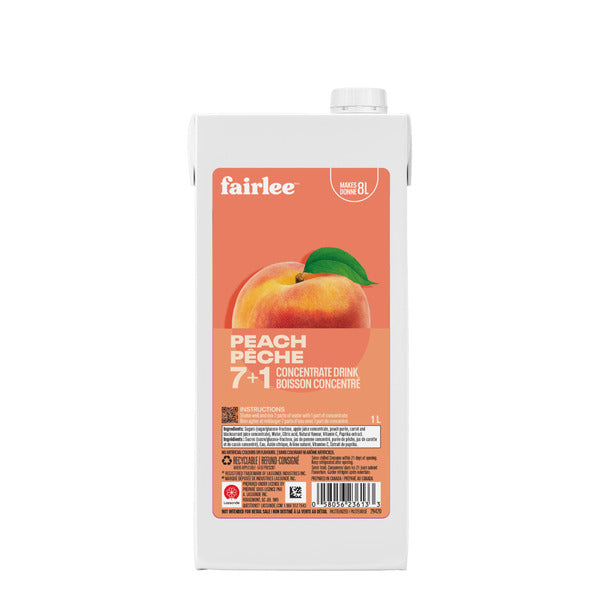 Drink Concentrate Peach 7+1 - Fairlee Juices - 6 x 1 L - Restaurant and Foodservice Ingredients - Canadian Distribution - Ships Free Within Canada on Orders Above CAD $199