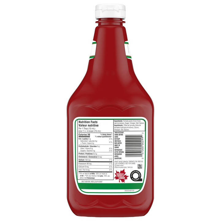 Bouteille de ketchup à presser - 12 x 1 L - Heinz - Ingrédients pour restaurants et services de restauration - Distribution canadienne