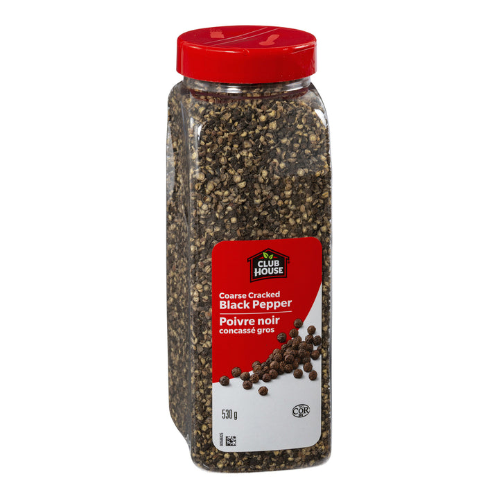 Spice Pepper Black Cracked Coarse - 12 x 530 g (Case = 1 x 530 g) - Clubhouse - Restaurant and Foodservice Ingredients - Canadian Distribution