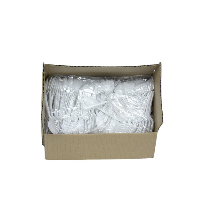 Spoon Plastic Polypropylene White Medium Weight - 1000 count - Prairie Packagi - Packaging and Accessories - Restaurant Supplies and Equipment - Canadian Distribution