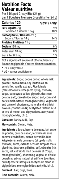 Milk Chocolate Covered Rice Krispies Nutrition Facts
