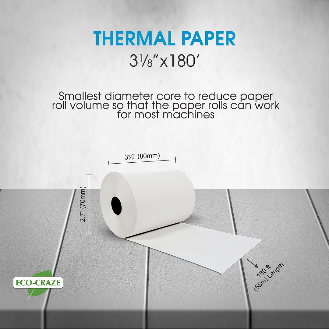 Eco-Craze - 3 1/8" x 180' Paper Rolls - Thermal