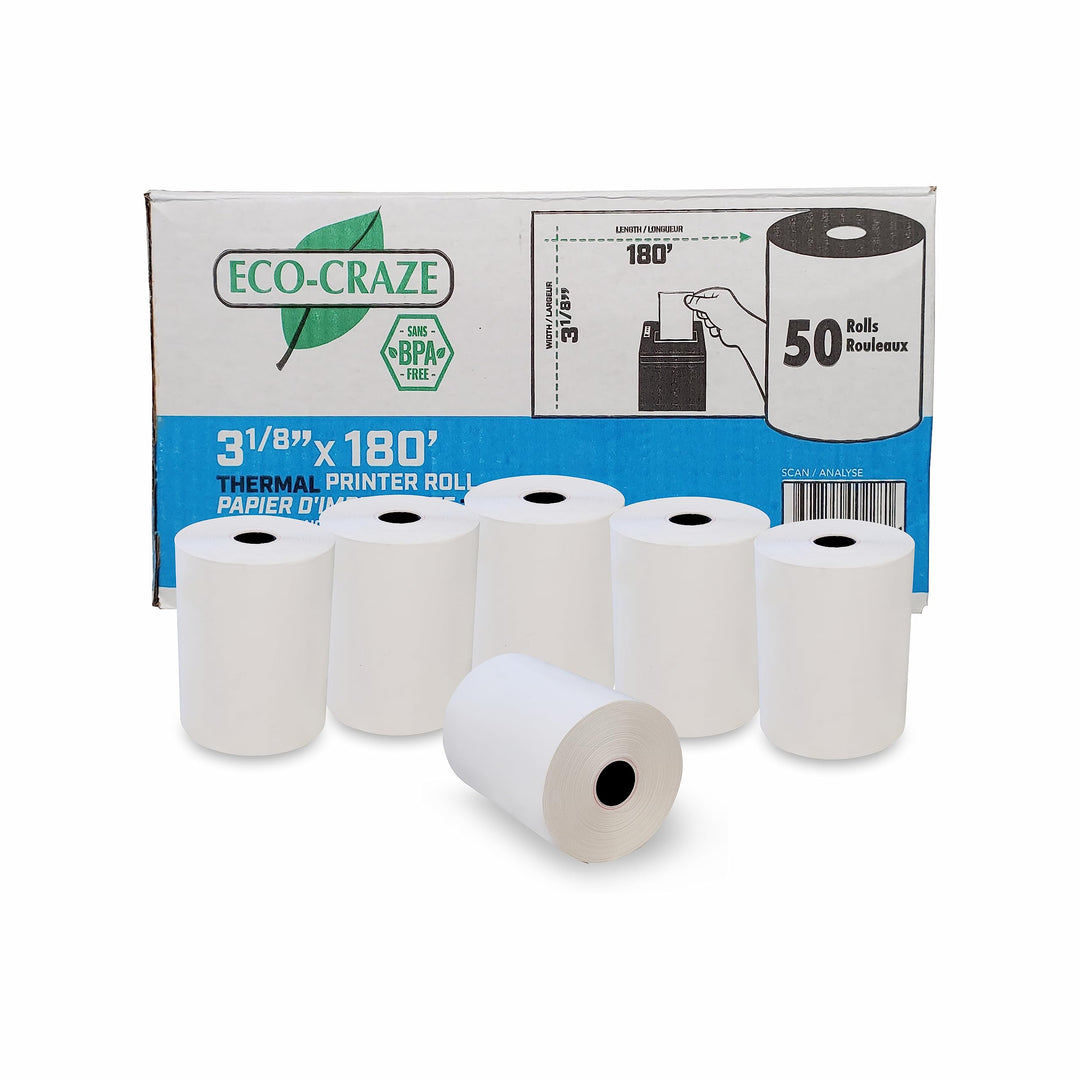 Eco-Craze - 3 1/8" x 180' Paper Rolls - Thermal