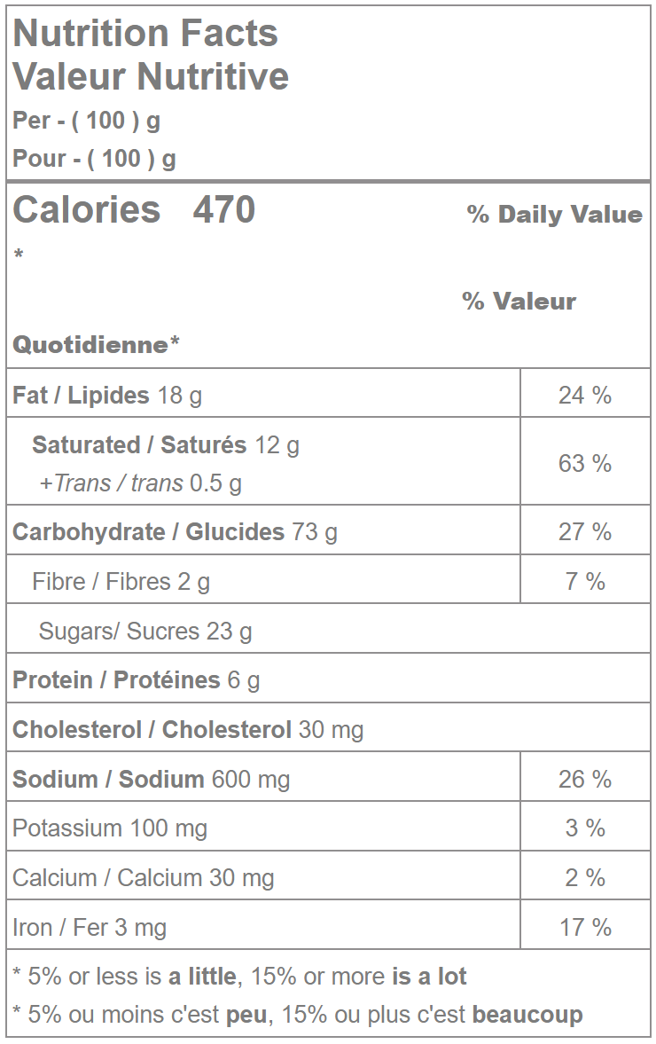 Shortbread cookie gems nutrition facts
