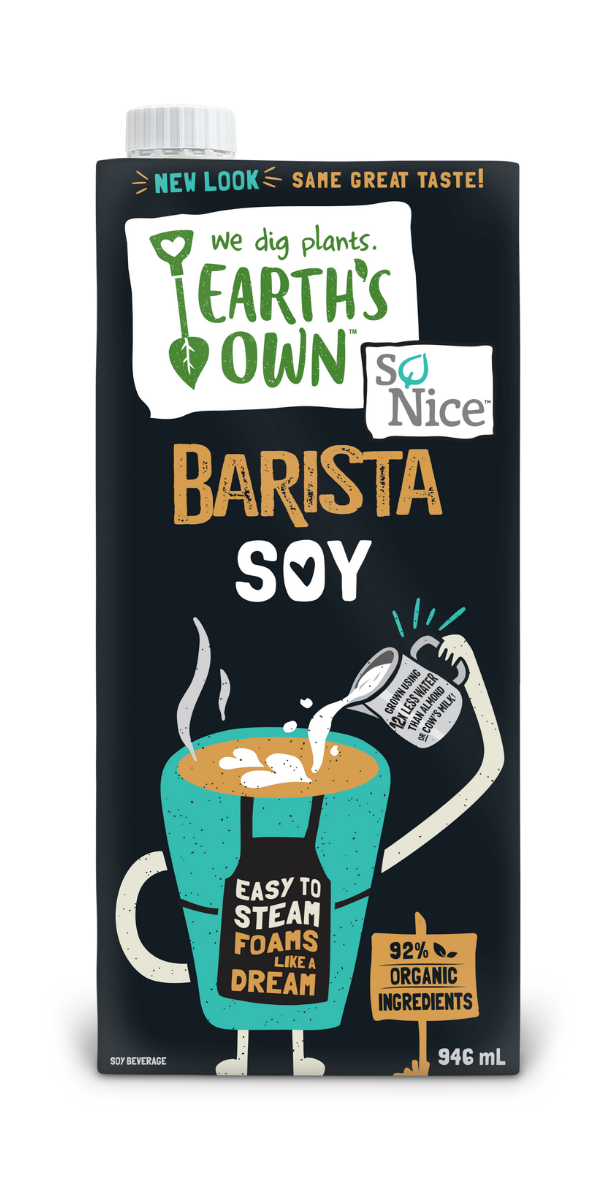 Earth's Own | So Nice Soy Milk Alternative | Barista Edition | 12 x 946ml | Canadian Distributor