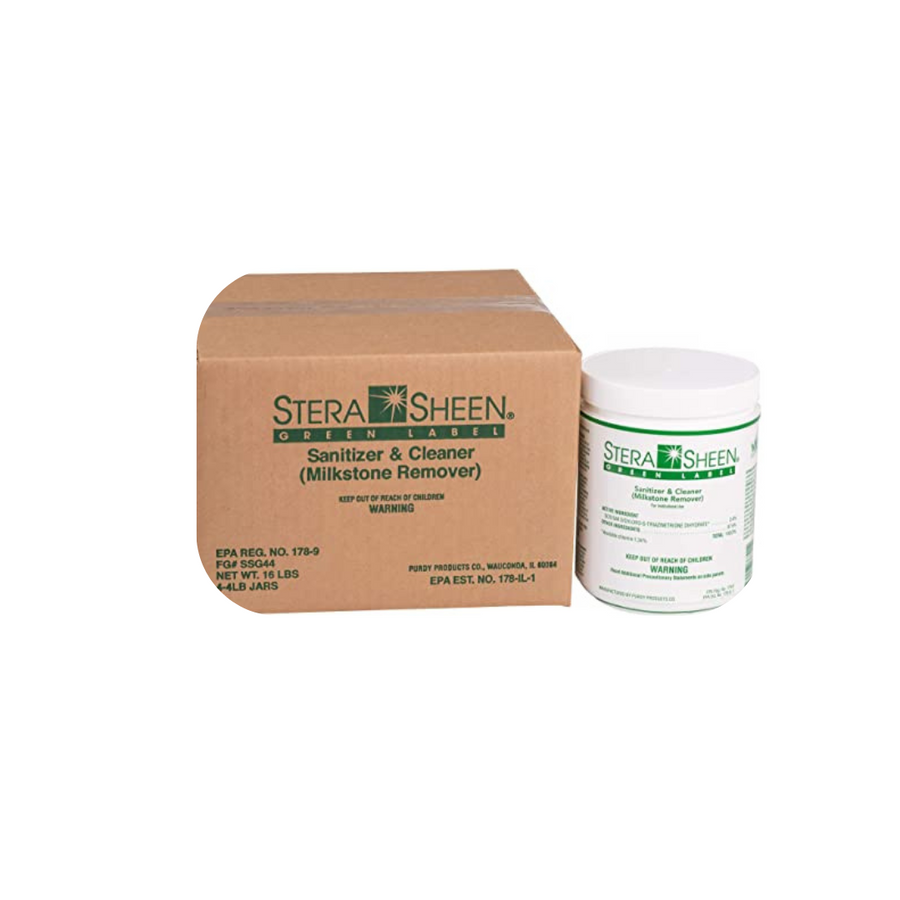 Stera-Sheen Green Label Sanitizer and Cleaner for Ice Cream Machines, Frozen Beverage Machines, Kitchen Equipment and more! 4 lbs Jar,&nbsp; Case 4 x 4lbs Jars. - Canada Distribution