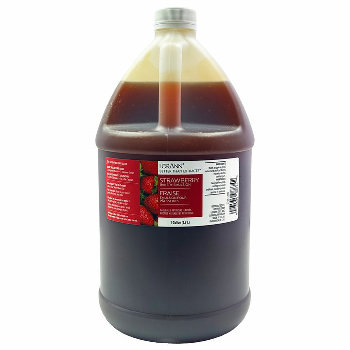 Bottle of strawberry extract with a label on a white background, no added color - 1 gallon - fun foods canada