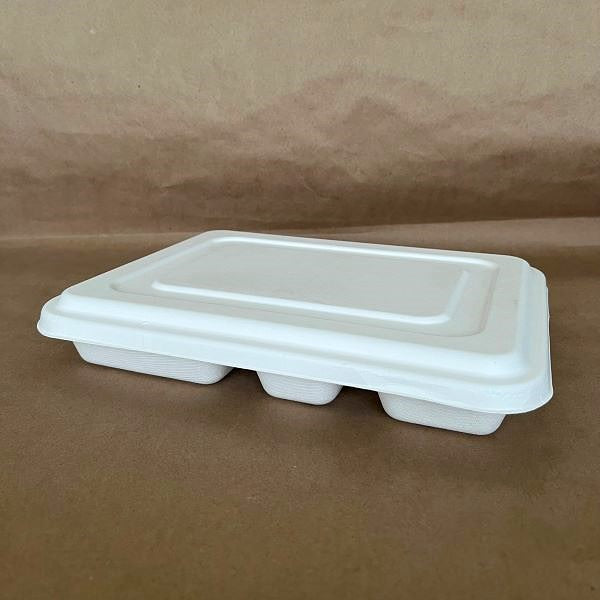 Sugarcane Tray Lid 11"x8.5" 200cs - Disposable Take Away Food Packaging - Canadian Distribution