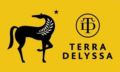 Terra Delyssa logo with a black horse silhouette and brand name on a yellow background for Canadian Supplier and Distribution in Canada.
