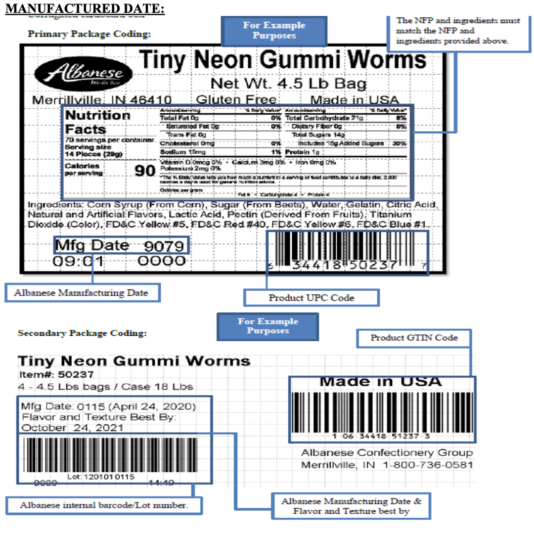 Gummi Tiny Neon Worms Candy Toppings | TR Toppers G420-181 | Premium Dessert Toppings, Mix-Ins and Inclusions | Canadian Distribution