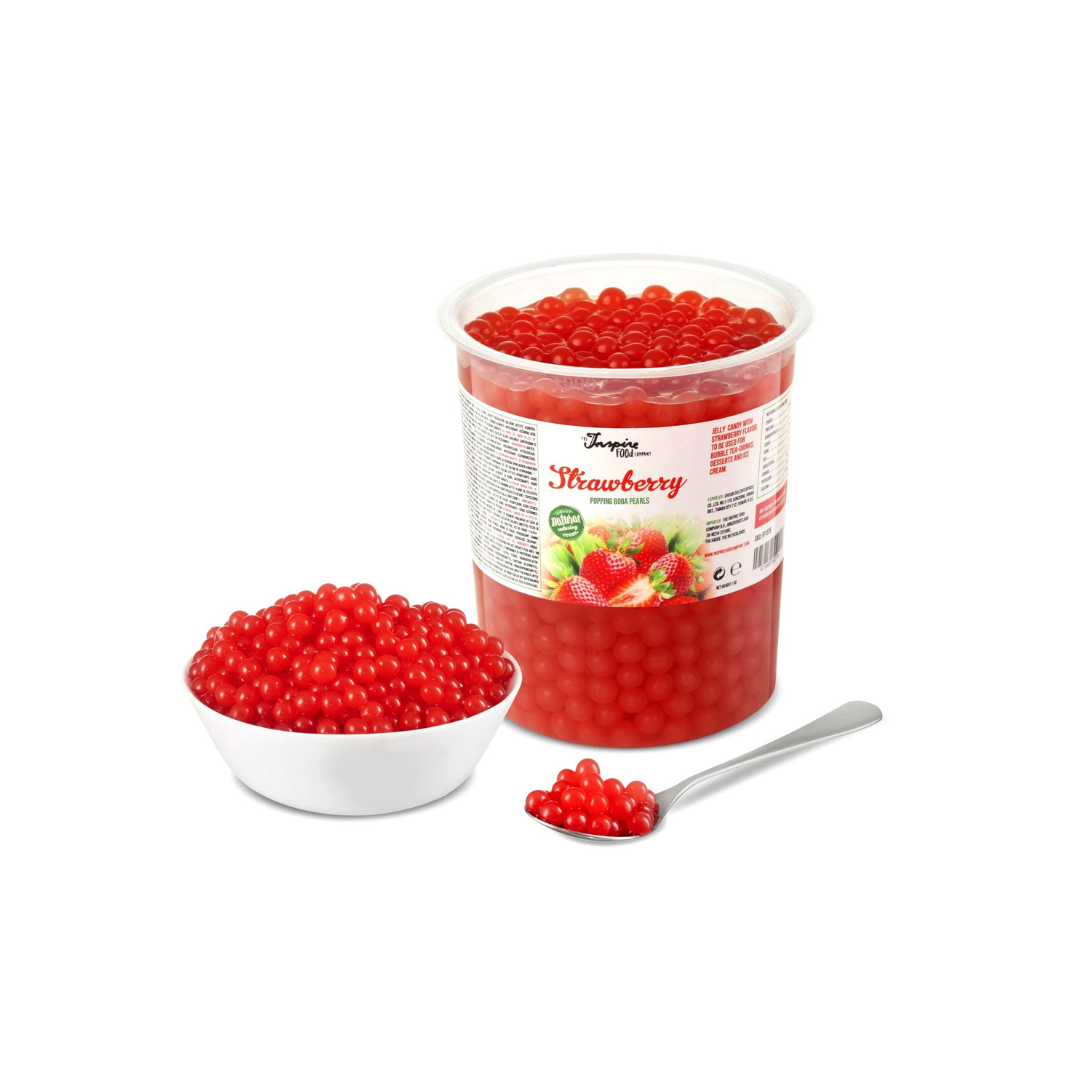 Strawberry Popping Boba | Real Fruit Juice Popping Boba Pearls | The Inspire Food Company Canada