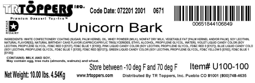 Unicorn Bark Candy Toppings | TR Toppers U100-100 | Premium Dessert Toppings, Mix-Ins and Inclusions | Canadian Distribution