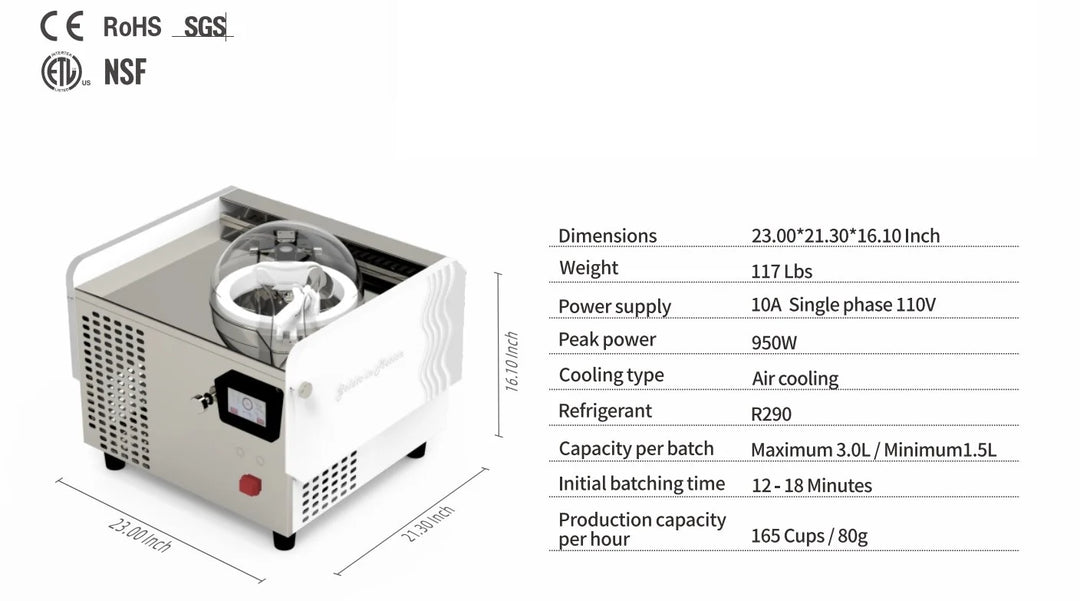 Commercial Gelato Ice Cream Maker, V1 Café Specialty, One Pot – Top Churn