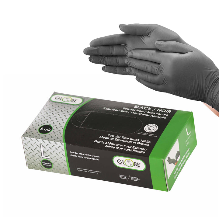 Black 5 Mil Nitrile Gloves Powder-Free - Sold By The Case
