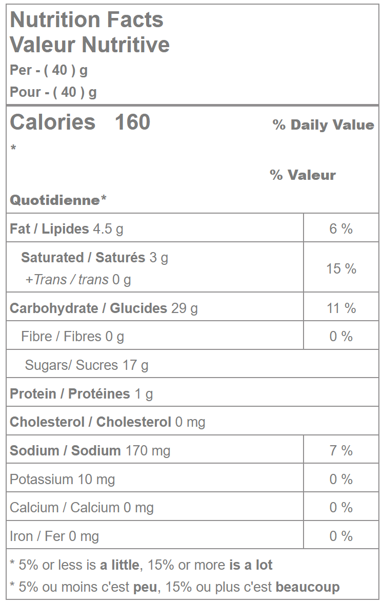 Waterbridge creamy soft toffee nutrition facts