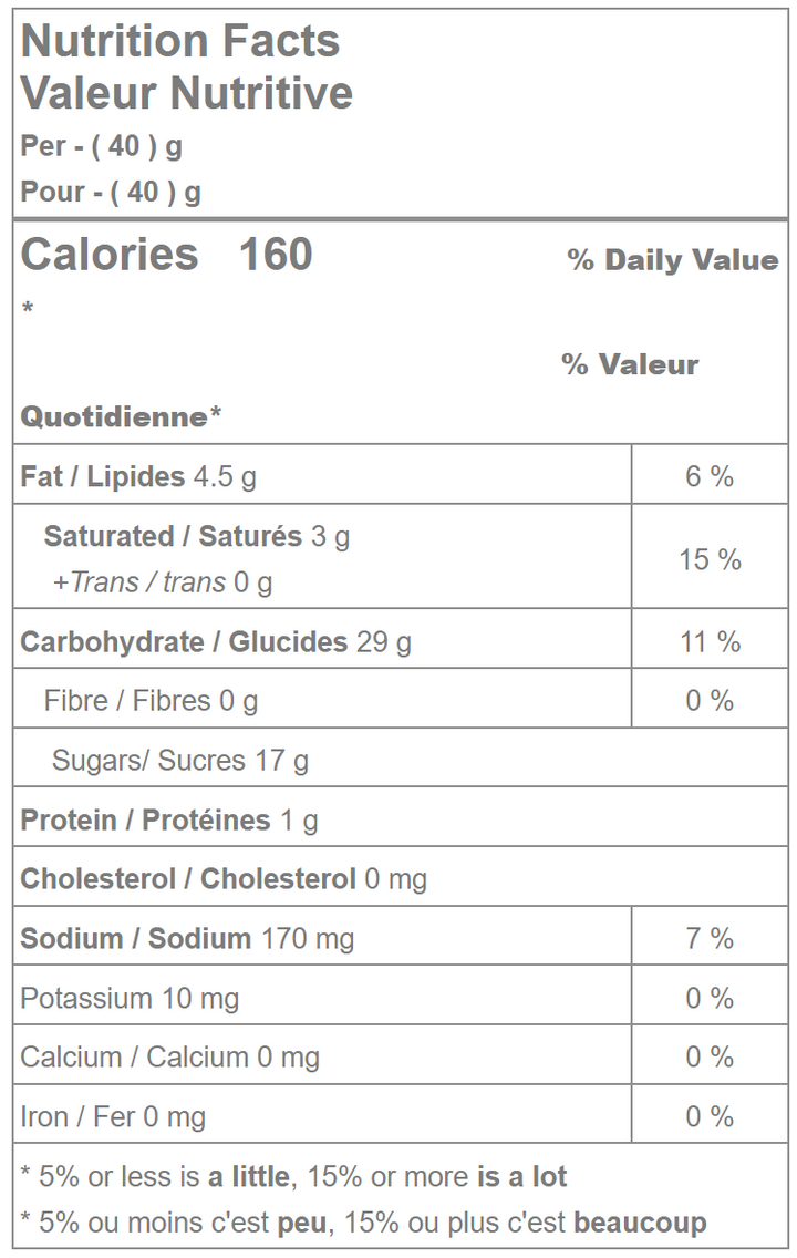 Waterbridge creamy soft toffee nutrition facts