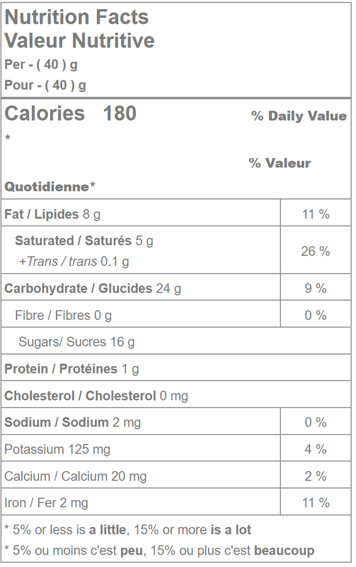 Waterbridge dark chocolate covered soft toffee nutrition facts