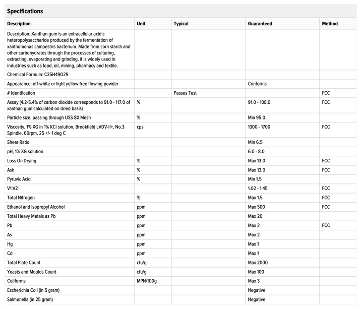 Xanthan Gum 80EF - 25kg - Specialty and Commodity Products - Bulk - Chemicals - Ingredients - Raw Material Distributor Canada