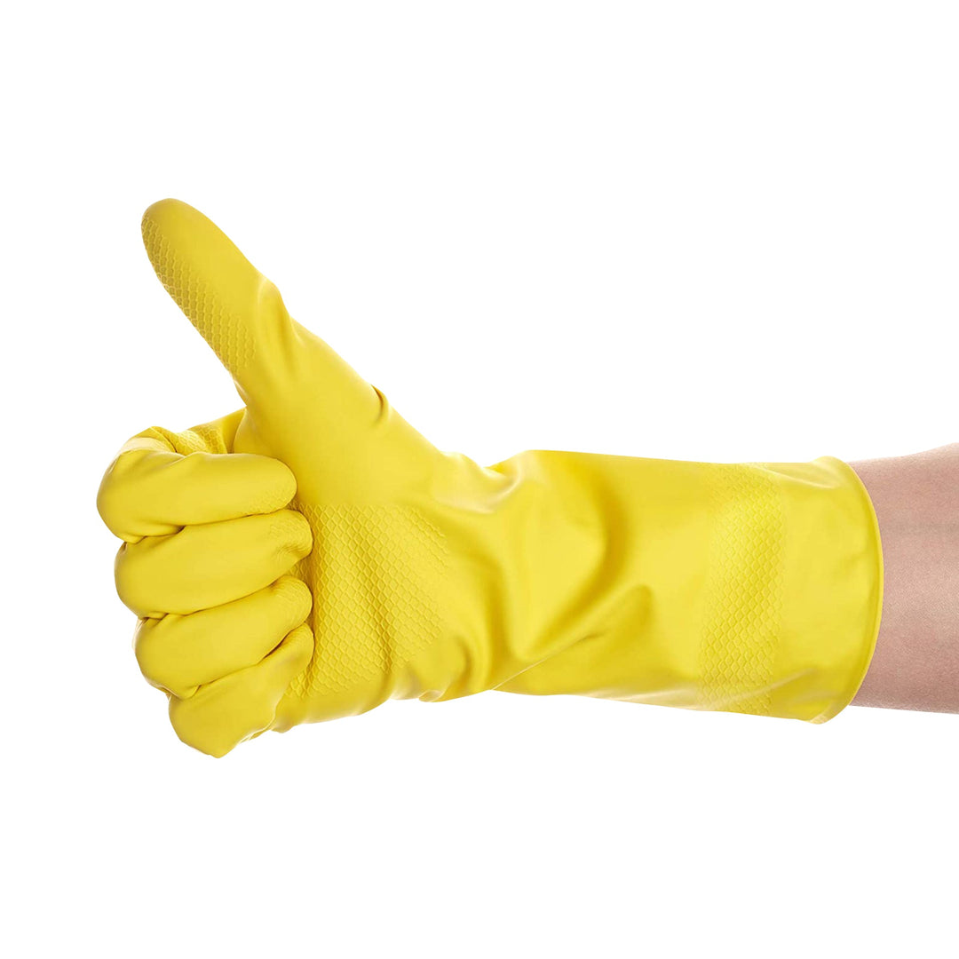 Yellow Flocklined Rubber Gloves - Sold By The Case