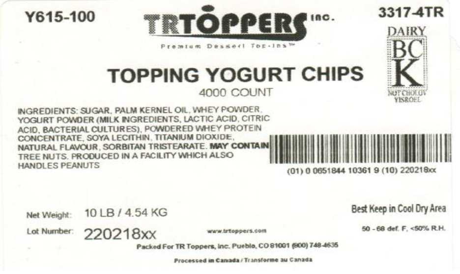 Yogurt Chips Mini  Candy Toppings | TR Toppers Y615-100 | Premium Dessert Toppings, Mix-Ins and Inclusions | Canadian Distribution