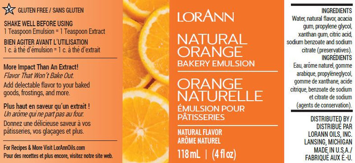Orange (Natural) Bakery Emulsion - 16 oz. - Bakery Emulsions Canada Canadian Supplier