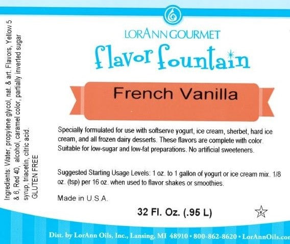Fontaine à saveur de vanille française - Bouteille de 32 oz