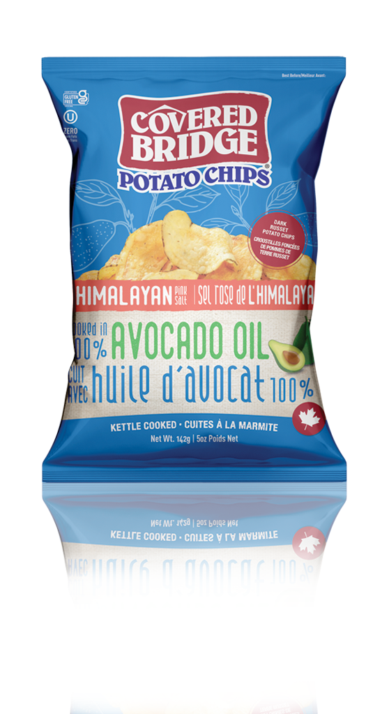 Covered Bridge Chips – Himalayan Pink Salt – Gluten Free, Kosher, Kettle Cooked with Dark Russet Potatoes – Made in Canada