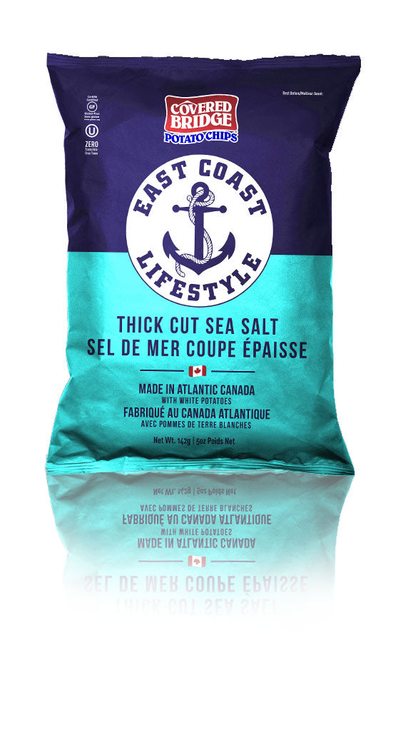 Covered Bridge Chips – ECL Thick Cut Sea Salt – Gluten Free, Kosher, Kettle Cooked with Dark Russet Potatoes – Made in Canada