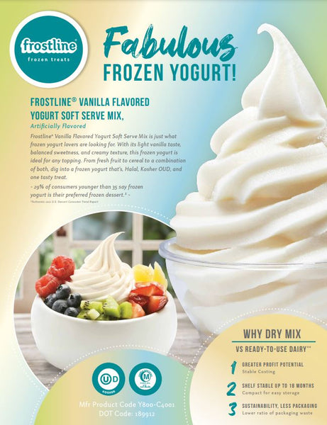 Frostline Fat Free Vanilla Frozen Yogurt Mix 6 lb. - 6/Case