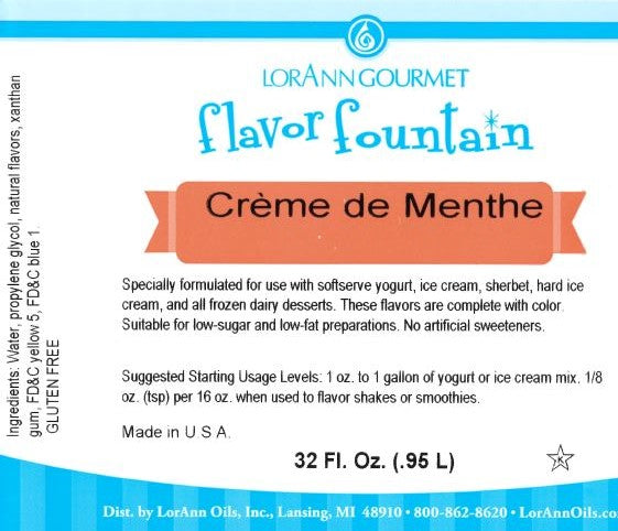 Crème de Menthe Saveur Bouteille de 32 oz